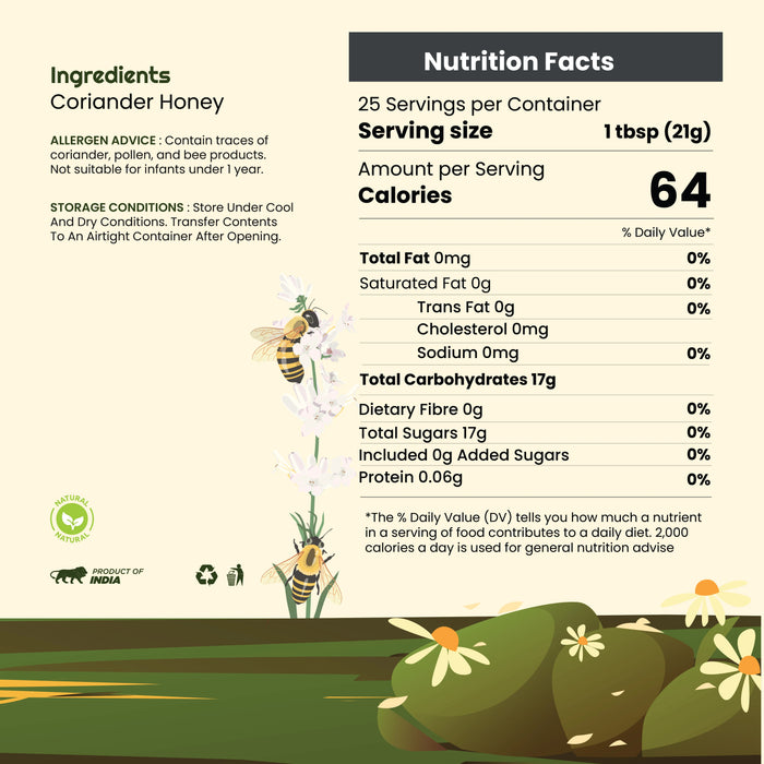 Natural Coriander honey by Rajamudi organics