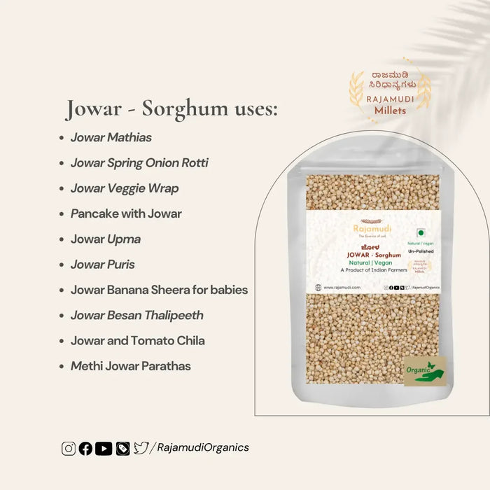 Organic Jowar - Sorghum - Rajamudi Millets
