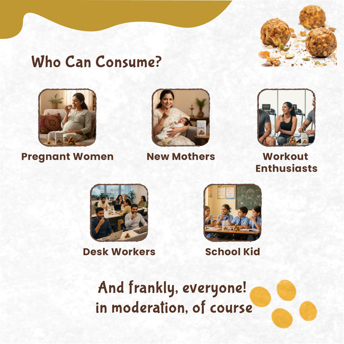 Rajamudi Dink Nutribites 500 gms | Dry Fruits & Seeds Ladoo | No Flavours added|No Preservatives|No Sugar | Contains Pumpkin Seeds, Pistachio, Nutmeg, Walnut, Dates | Nutritional Powerhouse