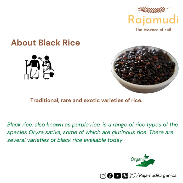 Organic authentic Black Rice / Karuppu kavuni by Rajamudi Organics