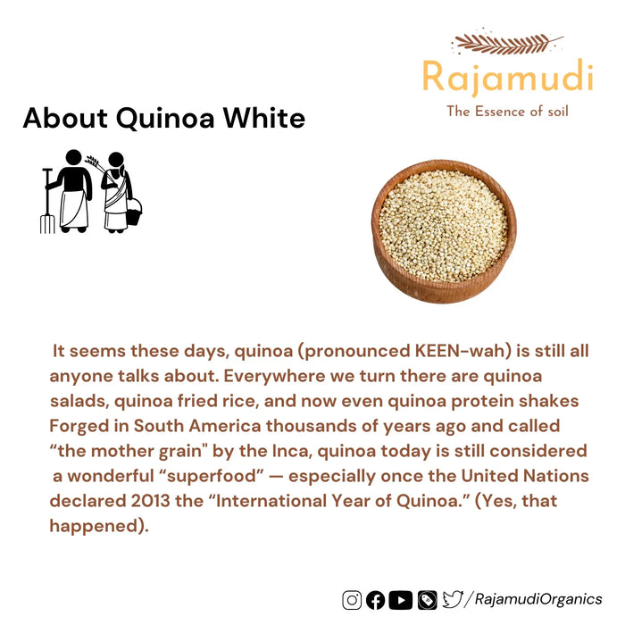 Organic Quinoa White | High Fiber | High Protien - Rajamudi Organics